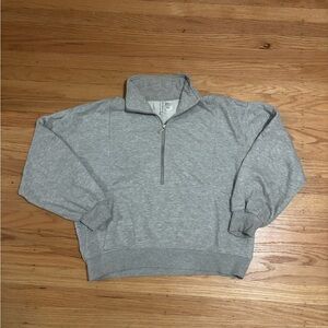 H&M Grey Cropped Quarter Zip